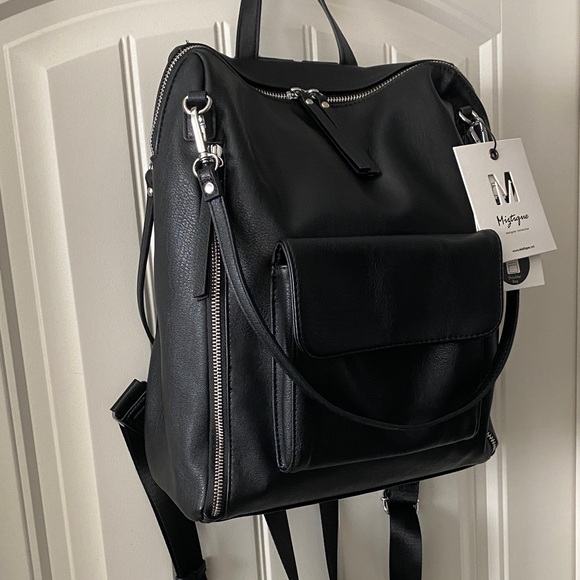 Black Leather Backpack - Picture 2 of 4